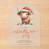 Schattigee Highland Koe kerstfeest Acryl Uitnodigingen (Voorkant)