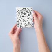 Schattigee Highland Koe kleurplaat Flyer (Hand)