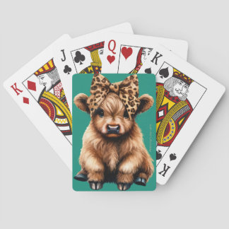 Schattigee Highland Koe met Bow Playing Cards Gree Pokerkaarten