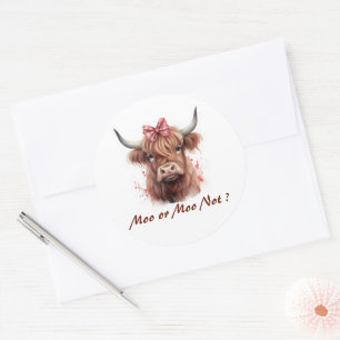 Schattigee Highland Koe Moo gepersonaliseerd Ronde Sticker