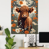 Schattigee  Highland Koe Poster (Thuiskantoor)