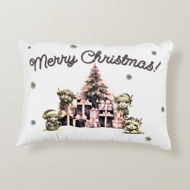 Schattigee Highland Koe Roze Accent Kussen (Achterkant)