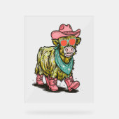 Schattigee Highland Koe, Western Acryl Bord (Voorkant)