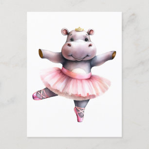 Schattigee Hippo ballerina dansballet Feestdagenkaart