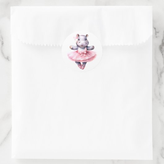 Schattigee Hippo ballerina dansballet Ronde Sticker (Tas)