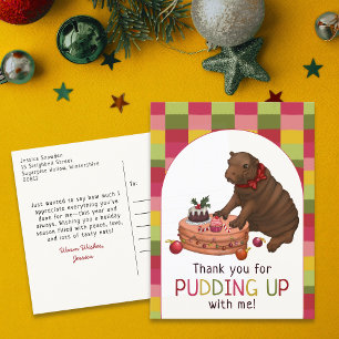 Schattigee Hippo en Pudding Grappige Kerst Dank U Feestdagenkaart