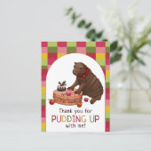 Schattigee Hippo en Pudding Grappige Kerst Dank U Feestdagenkaart (Staand voorkant)