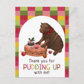 Schattigee Hippo en Pudding Grappige Kerst Dank U Feestdagenkaart (Voorkant)