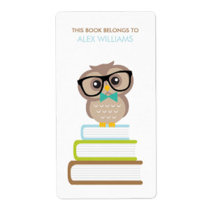 Schattigee Hipster Uil Bookplate Etiket