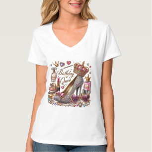 Schattigee hoge hak Verjaardag Queen T-Shirt