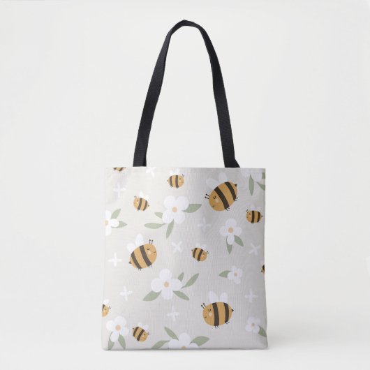 Schattigee hommel Canvas tas, bloemenontwerp Canva Draagtas (Voorkant)