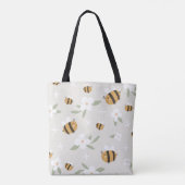 Schattigee hommel Canvas tas, bloemenontwerp Canva Draagtas (Achterkant)