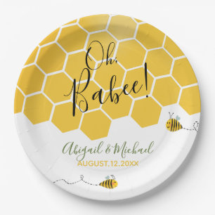 Schattigee hommels thema Waterverf bij Baby shower Papieren Bordje