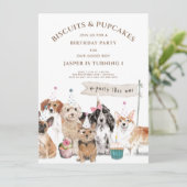 Schattigee hond 1e verjaardagsfeestje kaart (Staand voorkant)