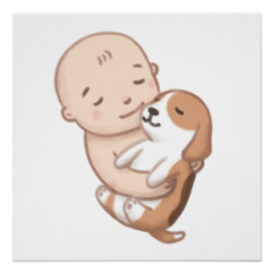 Schattigee hond & Baby illustratie Perfect Poster