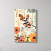 Schattigee hond die viool speelt canvas afdruk (Voorkant)