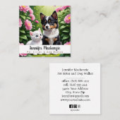 Schattigee Hond en Kat Pet Sitter en Dog Walker Vierkante Visitekaartje (Voorkant / Achterkant)