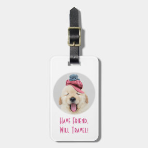 Schattigee hond en kat, reizen, gepersonaliseerde bagagelabel