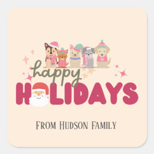 Schattigee hond familie of bedrijf Flat Holiday Ka Vierkante Sticker