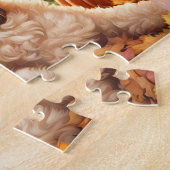 Schattigee Hond Goldendoodle Puppy Herfst Pompoen  Legpuzzel (Zijkant)