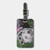 Schattigee Hond in Aviator Uniform Bagagelabel (Voorkant verticaal)