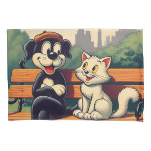 Schattigee, hond/kat cartoon kussensloop