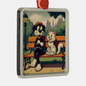 Schattigee, hond/kat cartoon metalen ornament (Rechts)