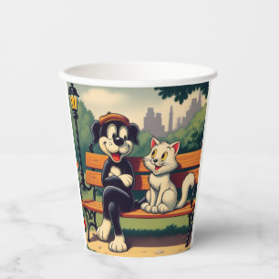 Schattigee, hond/kat cartoon papieren bekers