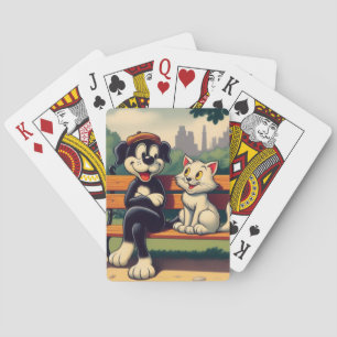 Schattigee, hond/kat cartoon pokerkaarten