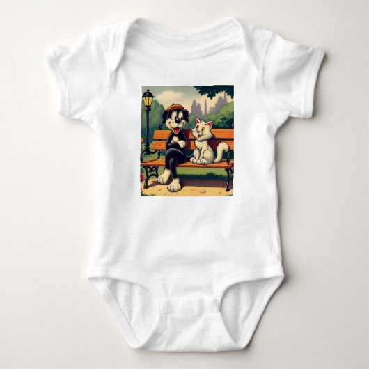 Schattigee, hond/kat cartoon romper (Voorkant)