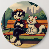Schattigee, hond/kat cartoon ronde button 6,0 cm (Voorkant)