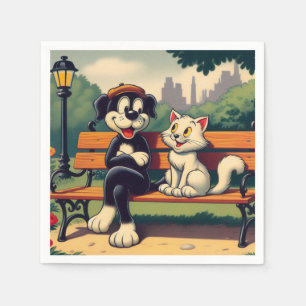 Schattigee,  hond/kat cartoon servet
