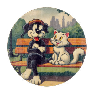 Schattigee, hond/kat cartoon snijplank