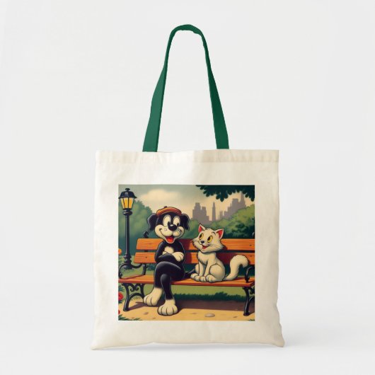 Schattigee,  hond/kat cartoon tote bag (Voorkant)