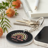 Schattigee Hond Mam Custom Naam Regenboog Patroon Sleutelhanger (Voorkant Rechts)