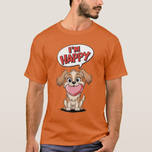 Schattigee hond met een roze hart en een blije boo t-shirt