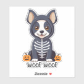 Schattigee hond met Halloweenkostuum Sticker (Vel)