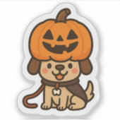Schattigee hond met jack-o-lantaarn sticker (Voorkant)