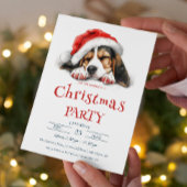 Schattigee hond met kerstfeest met kerstmuts kaart