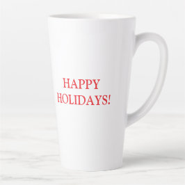 Schattigee hond met kerstmuts zitten en glimlachen latte mok