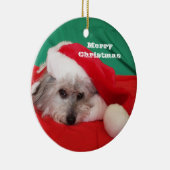Schattigee hond met Pet kerstversiering Keramisch Ornament (Rechts)