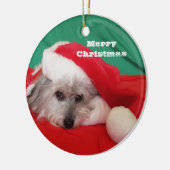 Schattigee hond met Pet kerstversiering Keramisch Ornament (Links)