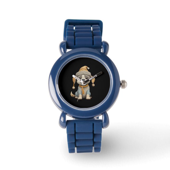 Schattigee hond met winterkleding horloge (Voorkant)