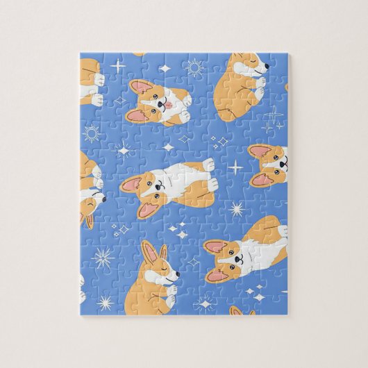 Schattigee hond op blauwe achtergrond legpuzzel (Verticaal)