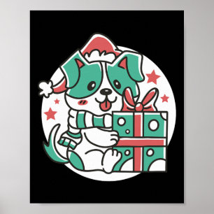 Schattigee hond Santa Hat - Grappige kerst Poster