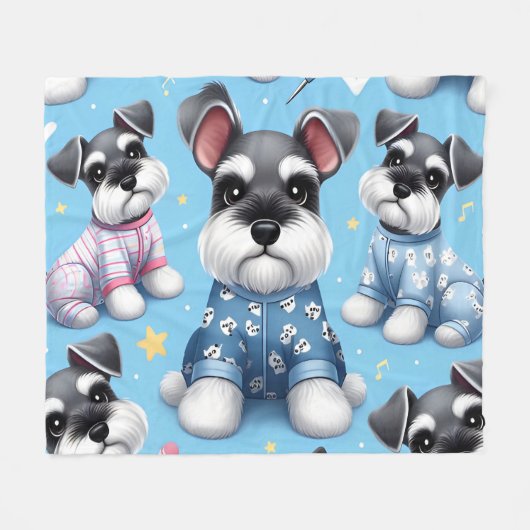 Schattigee hond van Schnauzer Animal Pattern Fleece Deken (Voorkant (Horizontaal))
