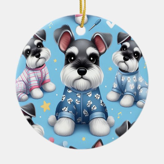 Schattigee hond van Schnauzer Animal Pattern Keramisch Ornament (Voorkant)