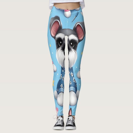 Schattigee hond van Schnauzer Animal Pattern Leggings (Voorkant)