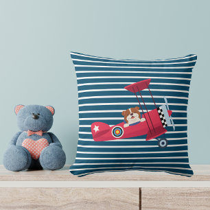 Schattigee hond vliegen rood Vliegtuig, Baby Boy N Kussen