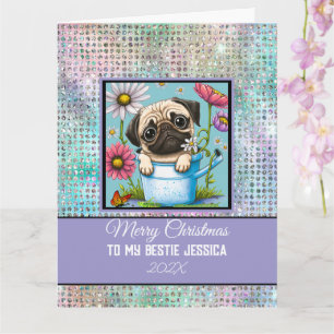 Schattigee Hond Vrolijk Kerstfeest Bestie Foto & N Kaart